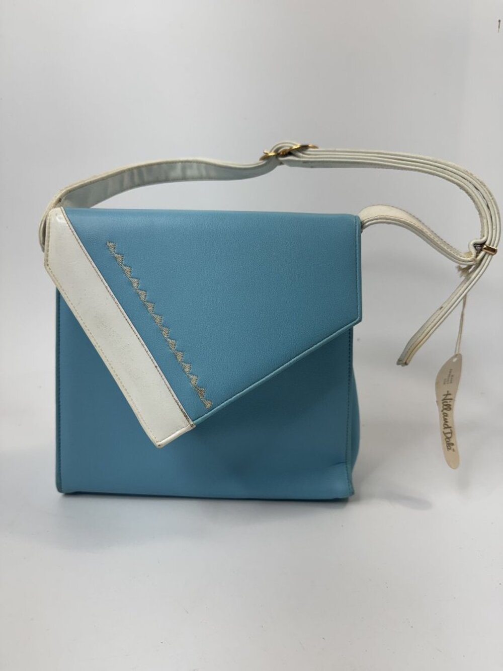 Vintage Hill And Dale Blue & White Shoulder Bag With Gold Hardware
